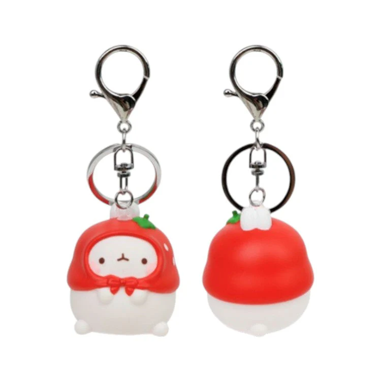 Molang Figure Keychain -Strawberry Hood