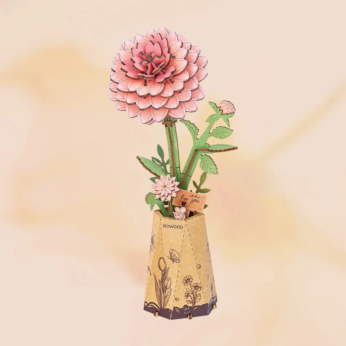 Rolife Rowood Flower Series TW131 Pink Dahlia